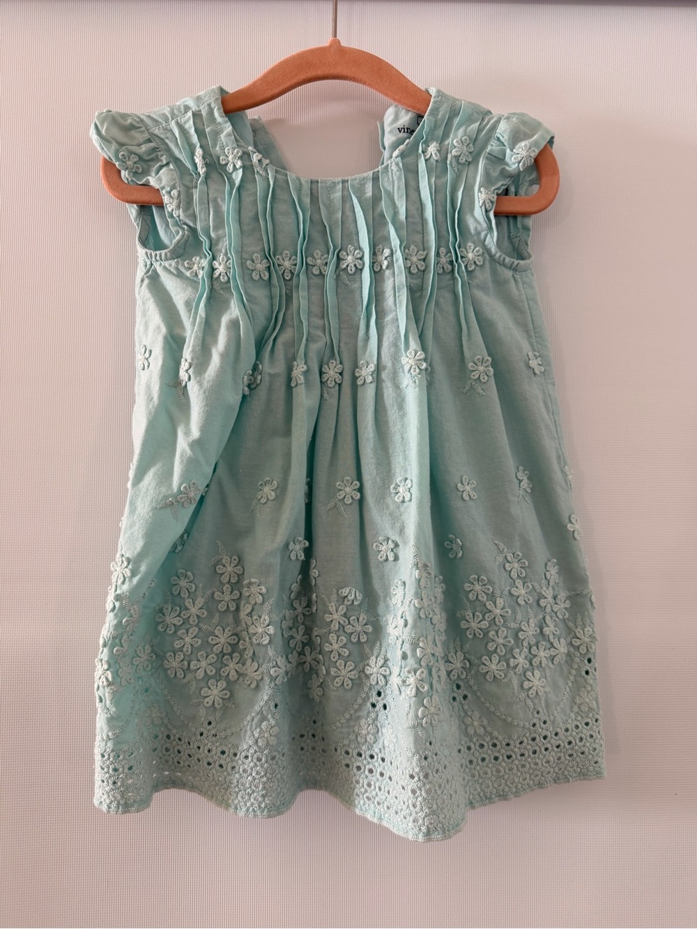 Vineyard Vines Turquoise/Mint Green Floral Eyelet Dress for Girls, 12M
